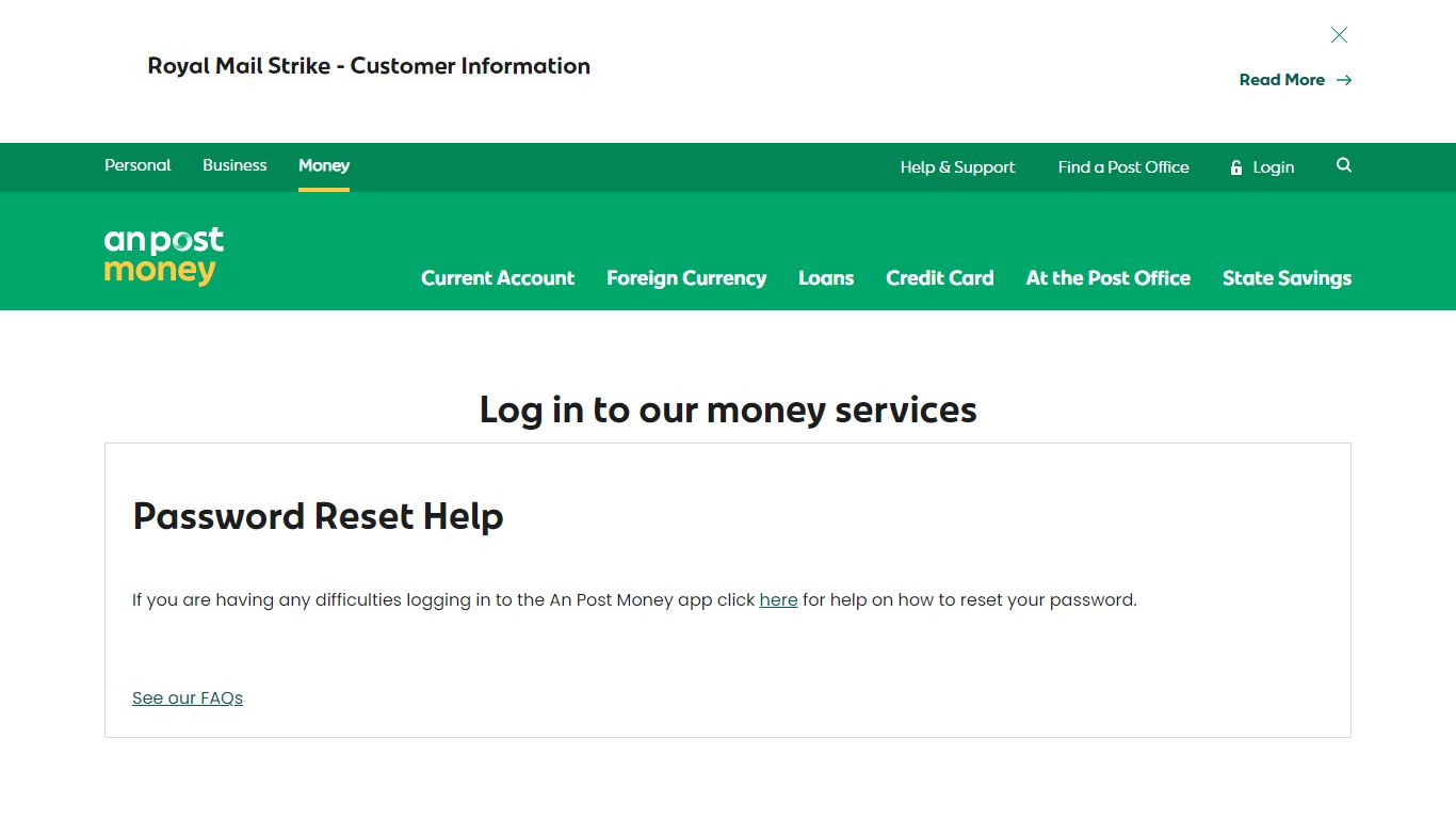 Log in to your An Post Money accounts | Money | An Post